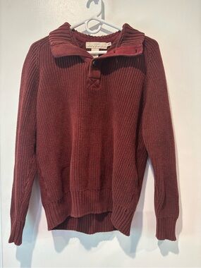 H&M Burgundy Knit Shawl-Collar Pullover Sweater